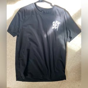 black shirt, size m, good condition. sorry I don't have an iron